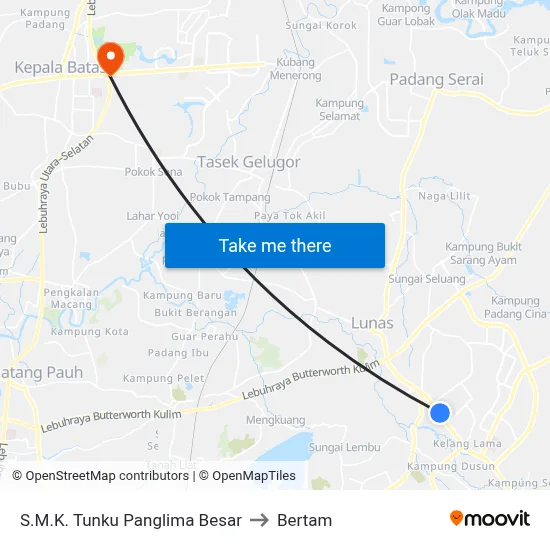 S.M.K. Tunku Panglima Besar to Bertam map