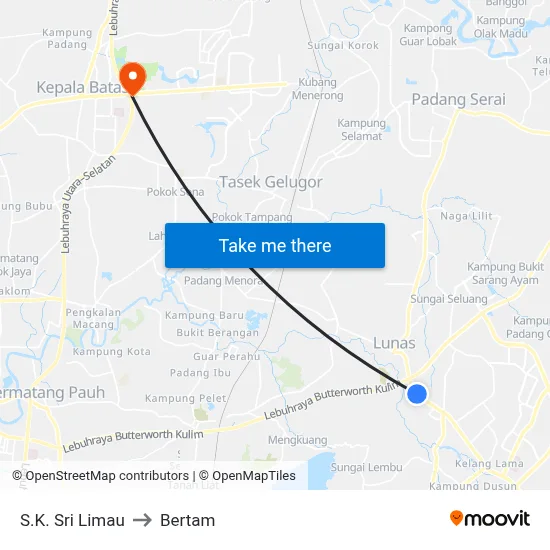 S.K. Sri Limau to Bertam map