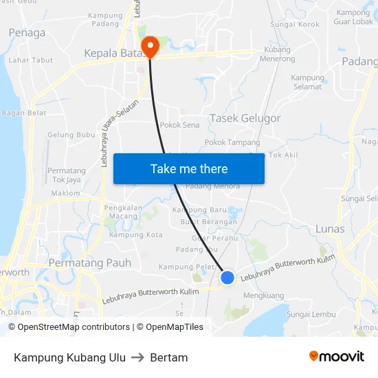 Kampung Kubang Ulu to Bertam map