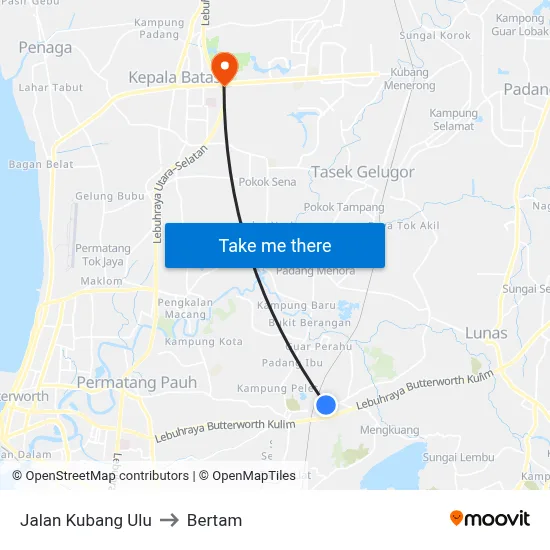 Jalan Kubang Ulu to Bertam map