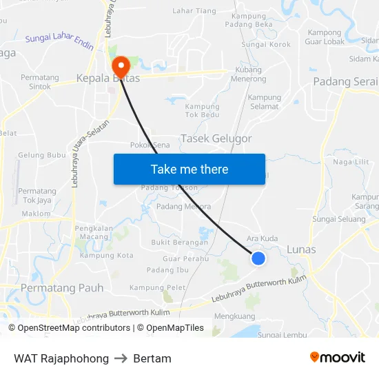 WAT Rajaphohong to Bertam map