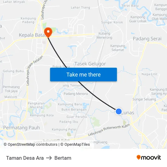 Taman Desa Ara to Bertam map