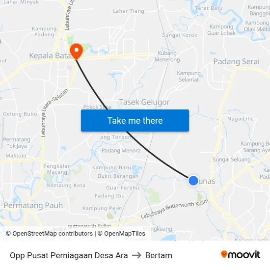 Opp Pusat Perniagaan Desa Ara to Bertam map
