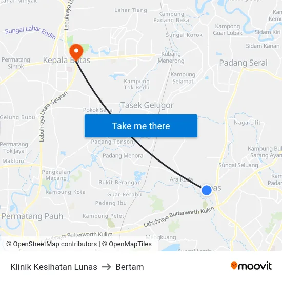 Klinik Kesihatan Lunas to Bertam map