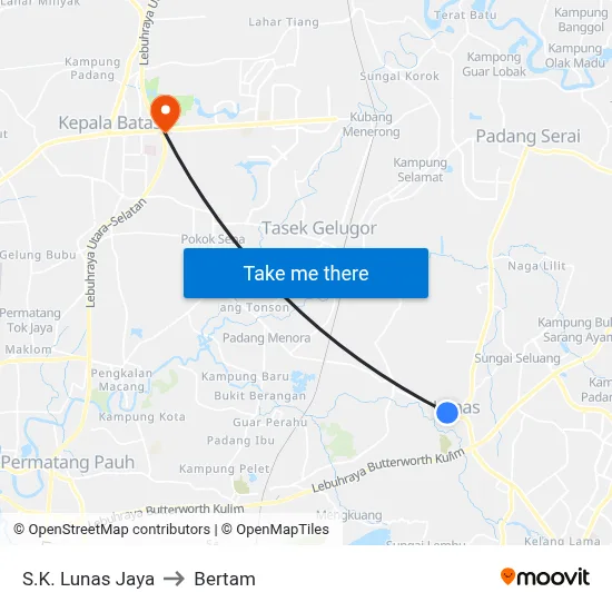 S.K. Lunas Jaya to Bertam map