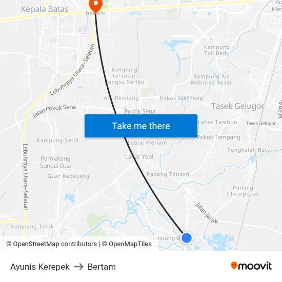 Ayunis Kerepek to Bertam map