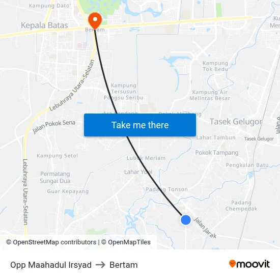 Opp Maahadul Irsyad to Bertam map