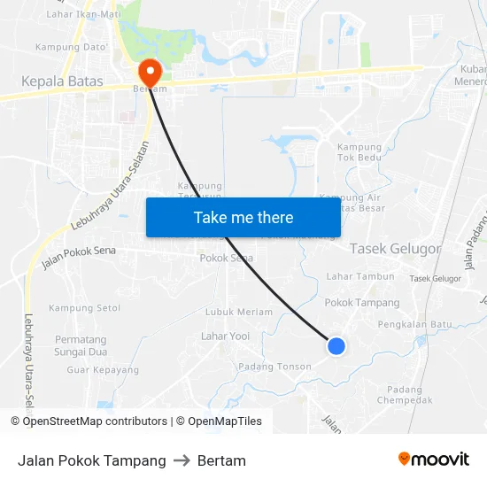 Jalan Pokok Tampang to Bertam map