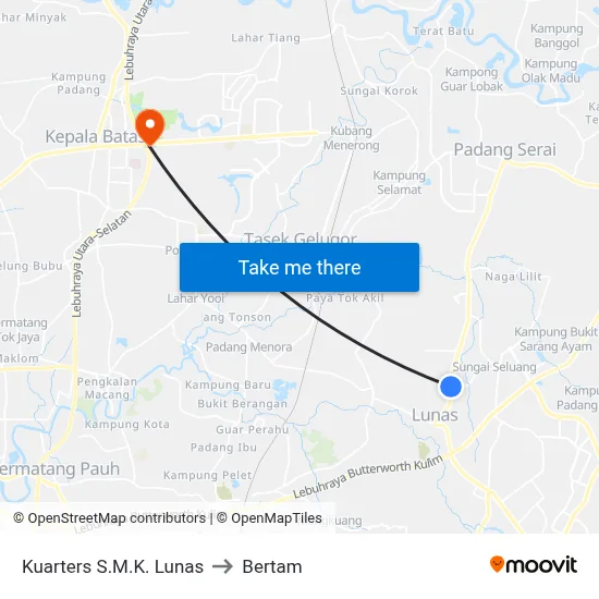 Kuarters S.M.K. Lunas to Bertam map