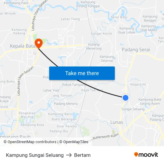 Kampung Sungai Seluang to Bertam map