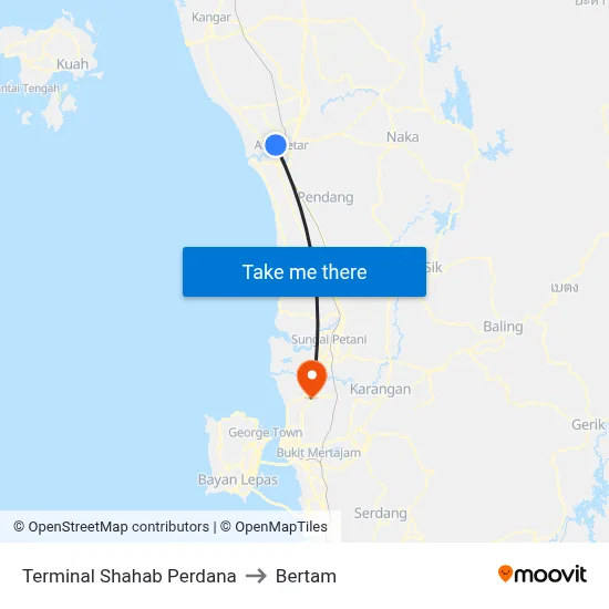 Terminal Shahab Perdana to Bertam map