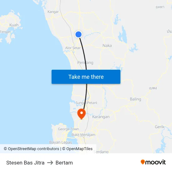 Stesen Bas Jitra to Bertam map