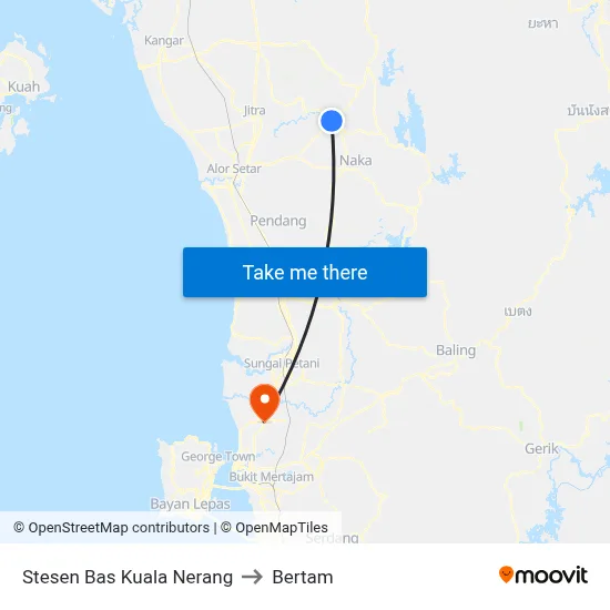 Stesen Bas Kuala Nerang to Bertam map