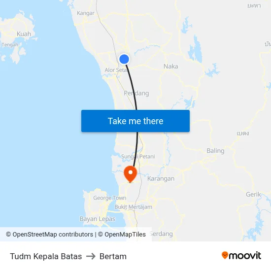 Tudm Kepala Batas to Bertam map