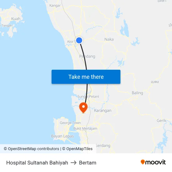 Hospital Sultanah Bahiyah to Bertam map