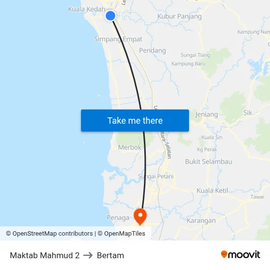 Maktab Mahmud 2 to Bertam map