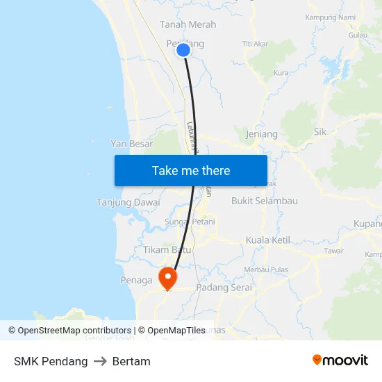 SMK Pendang to Bertam map
