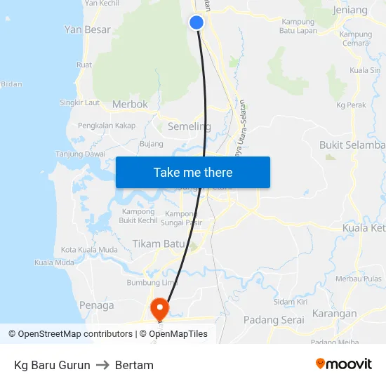 Kg Baru Gurun to Bertam map