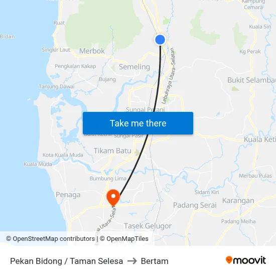 Pekan Bidong / Taman Selesa to Bertam map