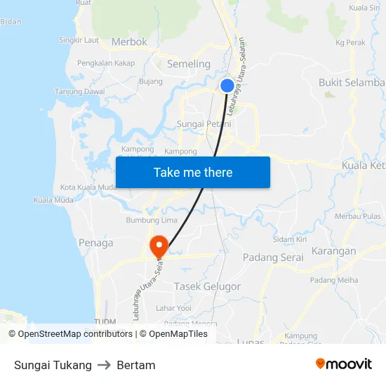 Sungai Tukang to Bertam map