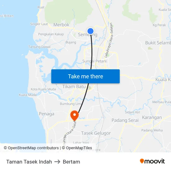 Taman Tasek Indah to Bertam map