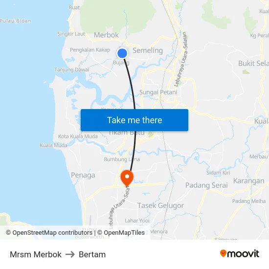 Mrsm Merbok to Bertam map