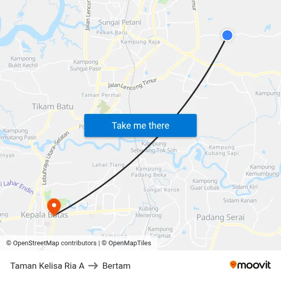 Taman Kelisa Ria A to Bertam map