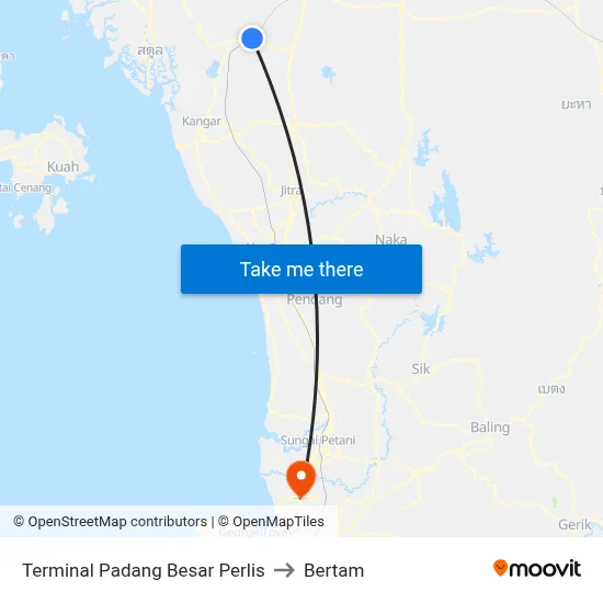 Terminal Padang Besar Perlis to Bertam map