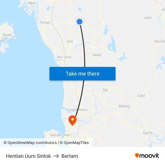 Hentian Uum Sintok to Bertam map