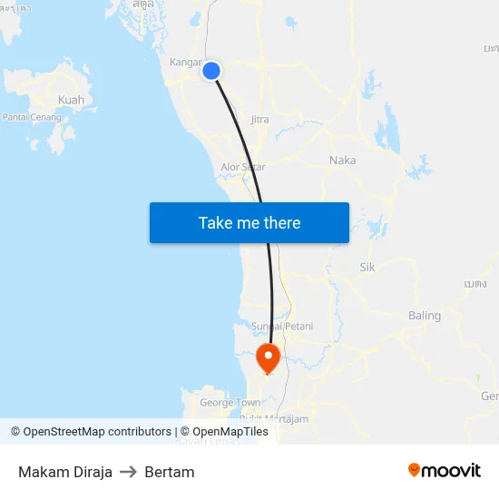 Makam Diraja to Bertam map