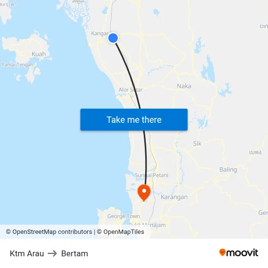 Ktm Arau to Bertam map