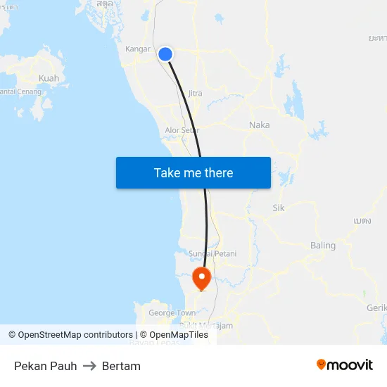 Pekan Pauh to Bertam map