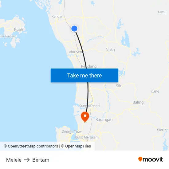 Melele to Bertam map