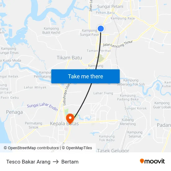Tesco Bakar Arang to Bertam map