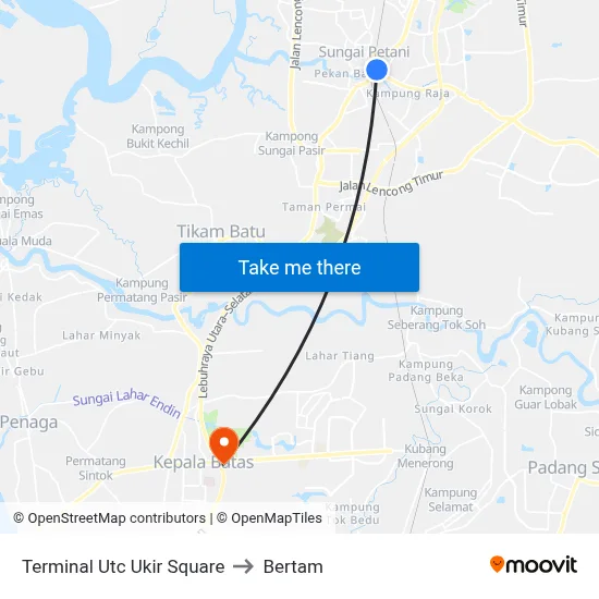 Terminal Utc Ukir Square to Bertam map