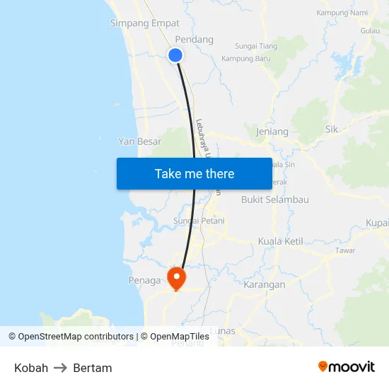 Kobah to Bertam map