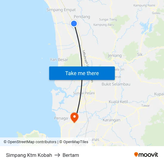Simpang Ktm Kobah to Bertam map