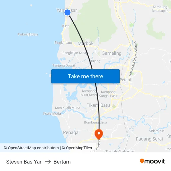 Stesen Bas Yan to Bertam map