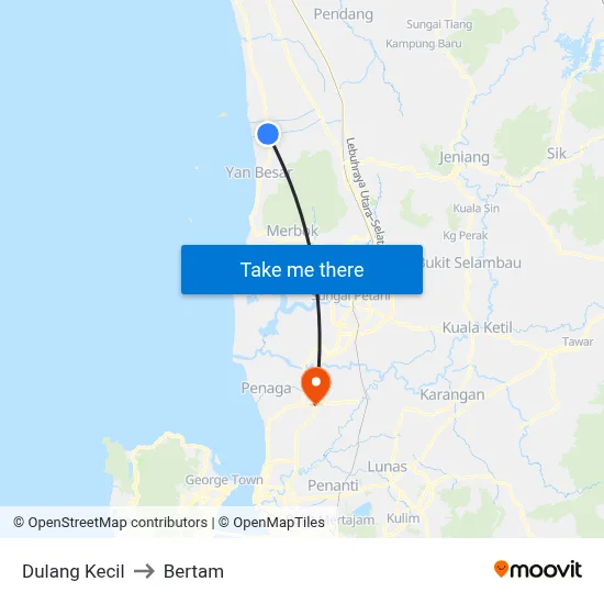 Dulang Kecil to Bertam map