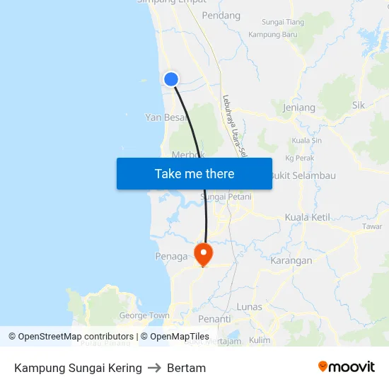 Kampung Sungai Kering to Bertam map