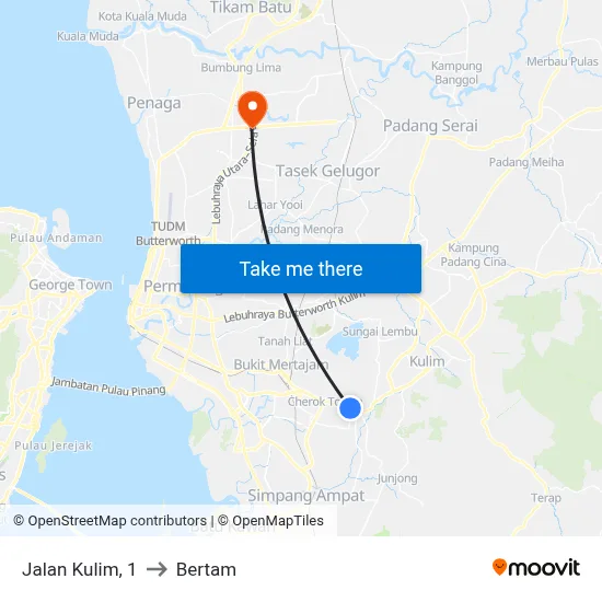 Jalan Kulim, 1 to Bertam map