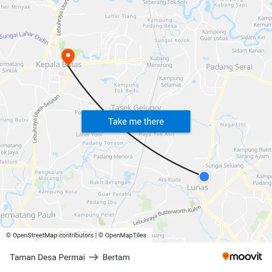 Taman Desa Permai to Bertam map
