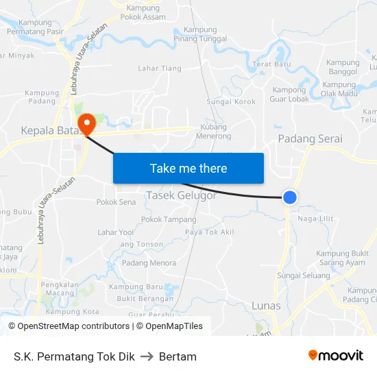 S.K. Permatang Tok Dik to Bertam map