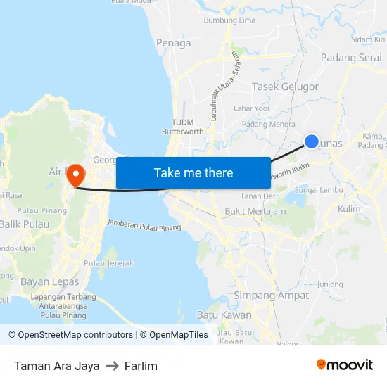 Taman Ara Jaya to Farlim map