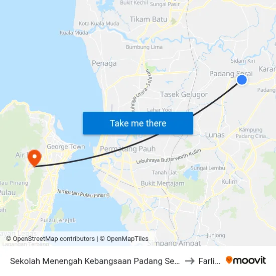 Sekolah Menengah Kebangsaan Padang Serai to Farlim map