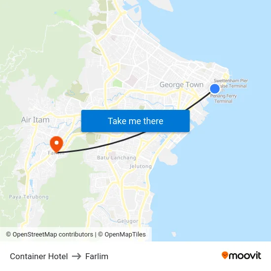 Container Hotel to Farlim map