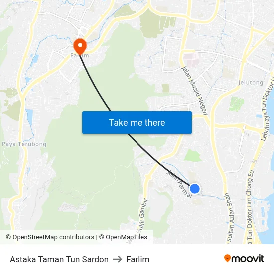Astaka Taman Tun Sardon to Farlim map
