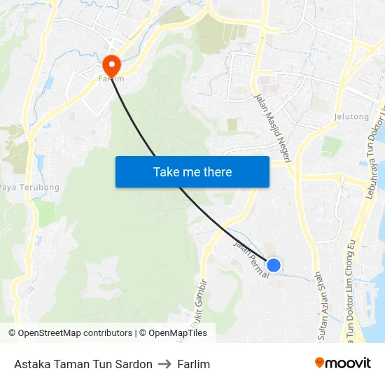 Astaka Taman Tun Sardon to Farlim map