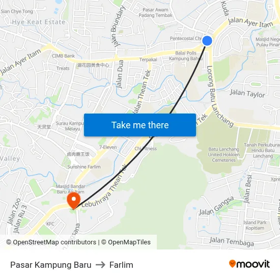 Pasar Kampung Baru to Farlim map