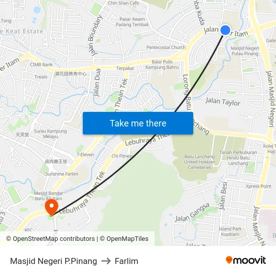 Masjid Negeri P.Pinang to Farlim map